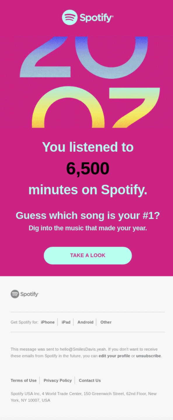 Spotify Wrapped email