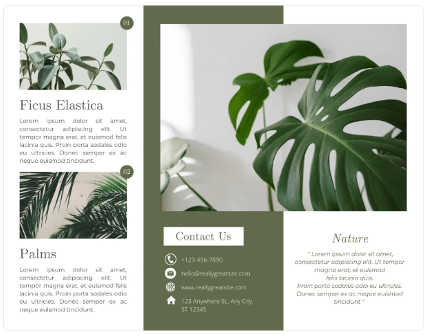 Back side of a brochure template by Canva