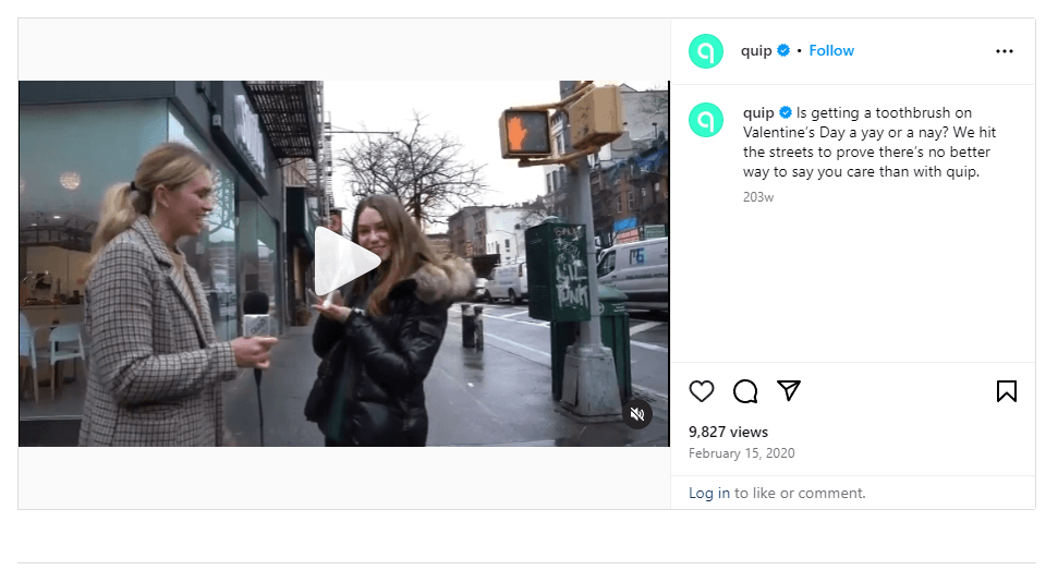 A screenshot of a post from quip's Instagram profile with street interviews