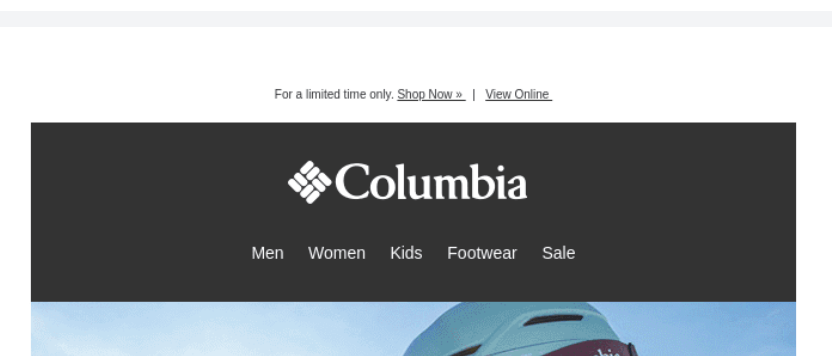 Columbia email header