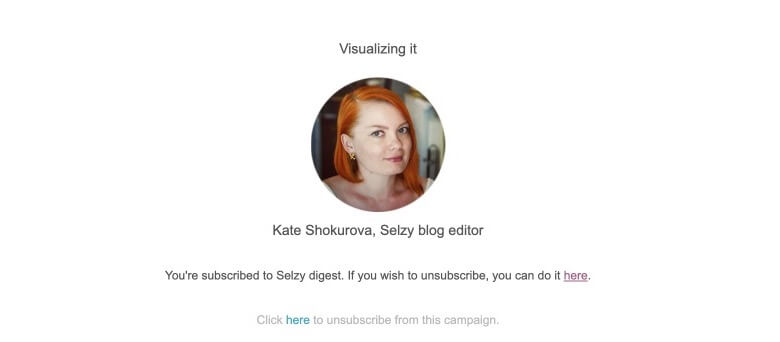 An author block in the Selzy digest email
