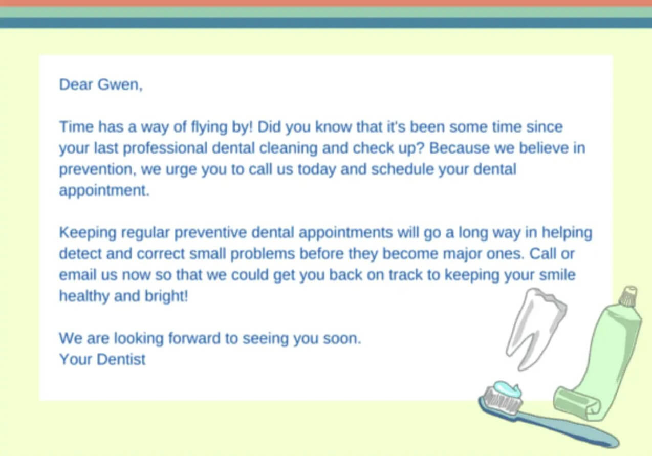 Personalized dental newsletter example