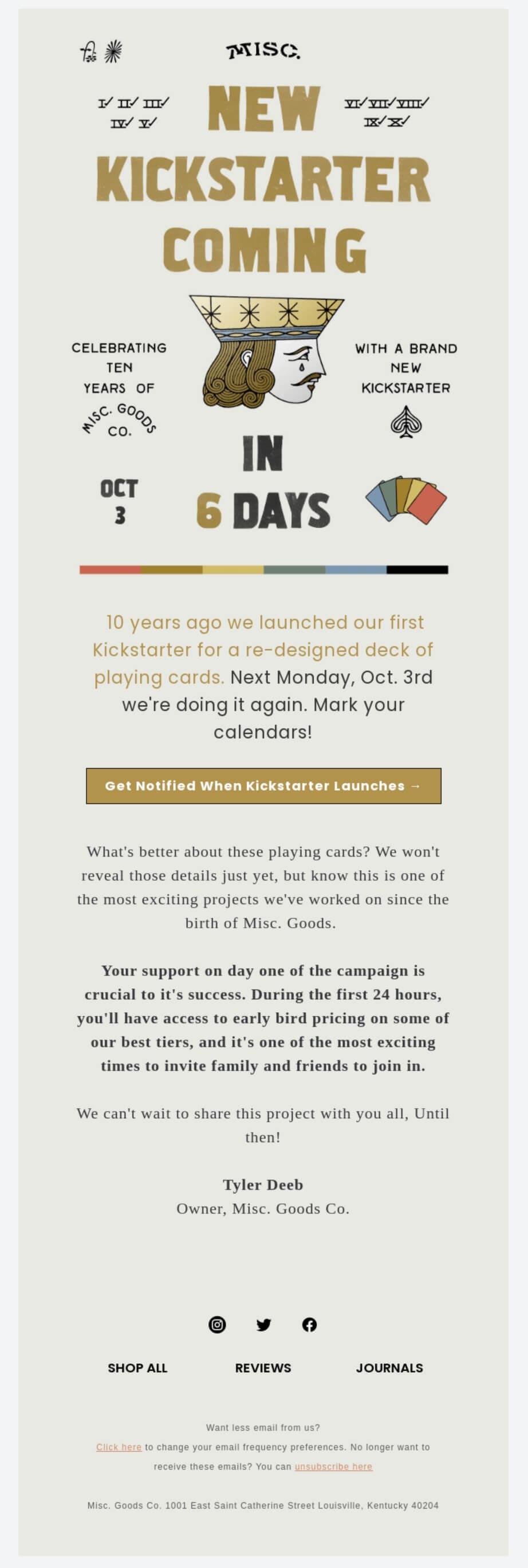 An email from Misc. Goods Co.