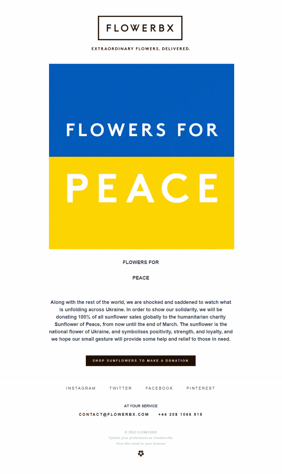 Anti-war email from FlowerBX