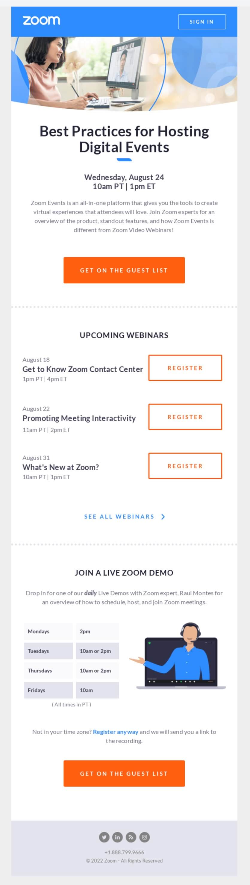 A webinar invitation B2B email from Zoom