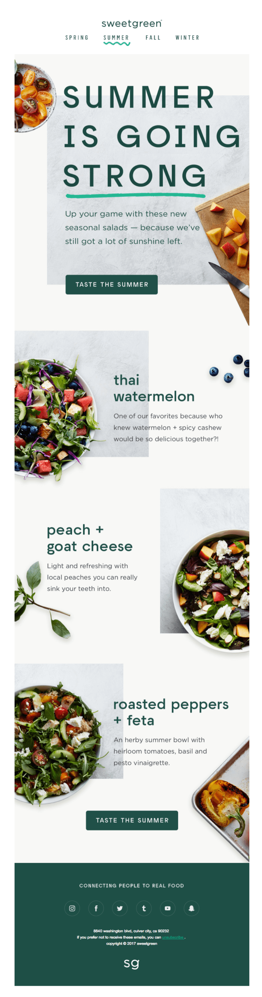 Sweetgreen’s email campaign