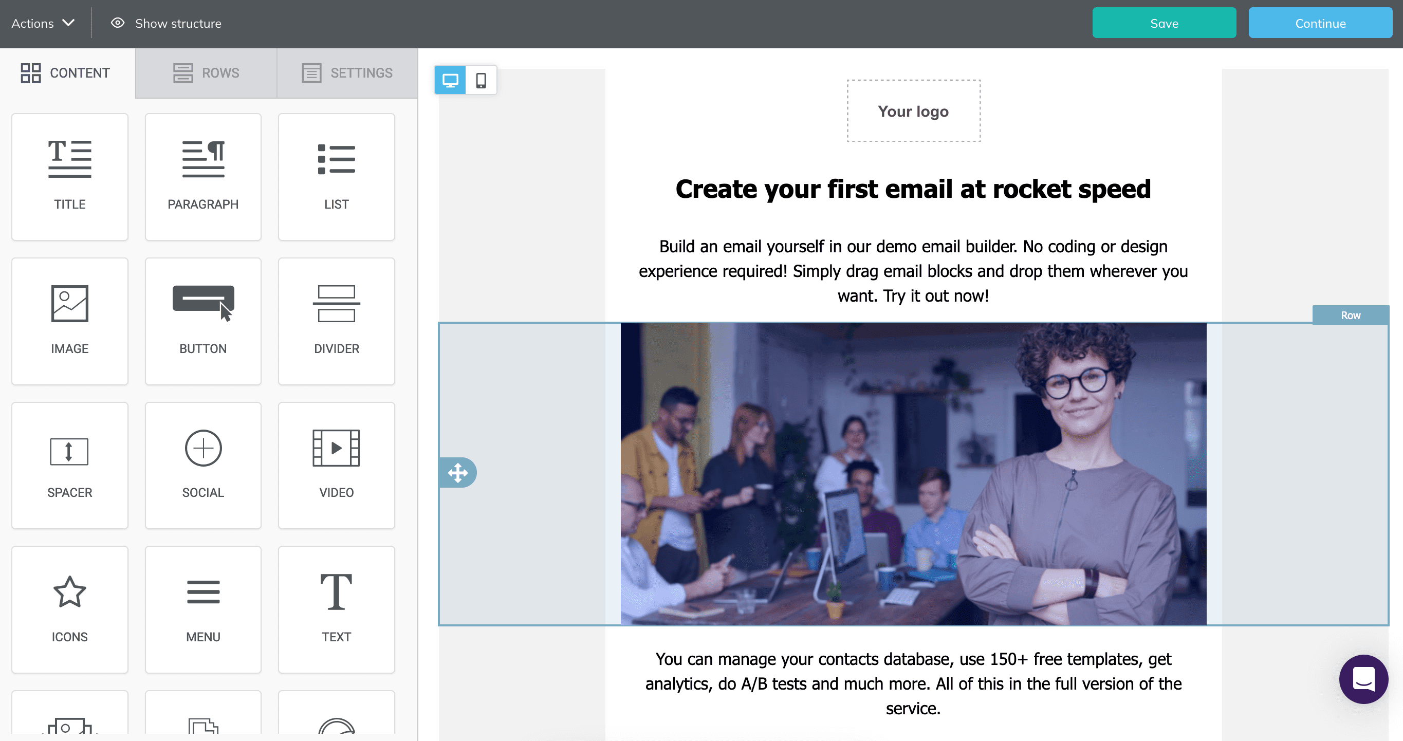 Selzy’s email template builder