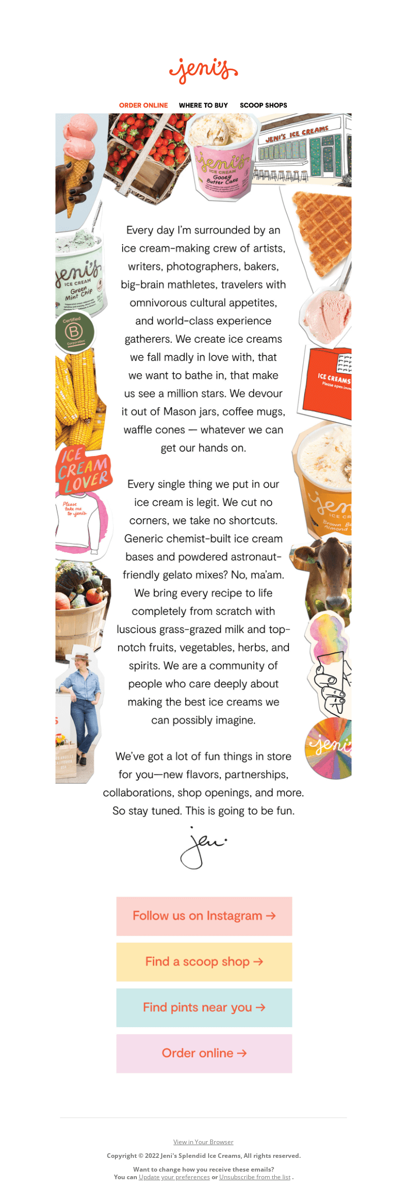 Email from Jeni’s