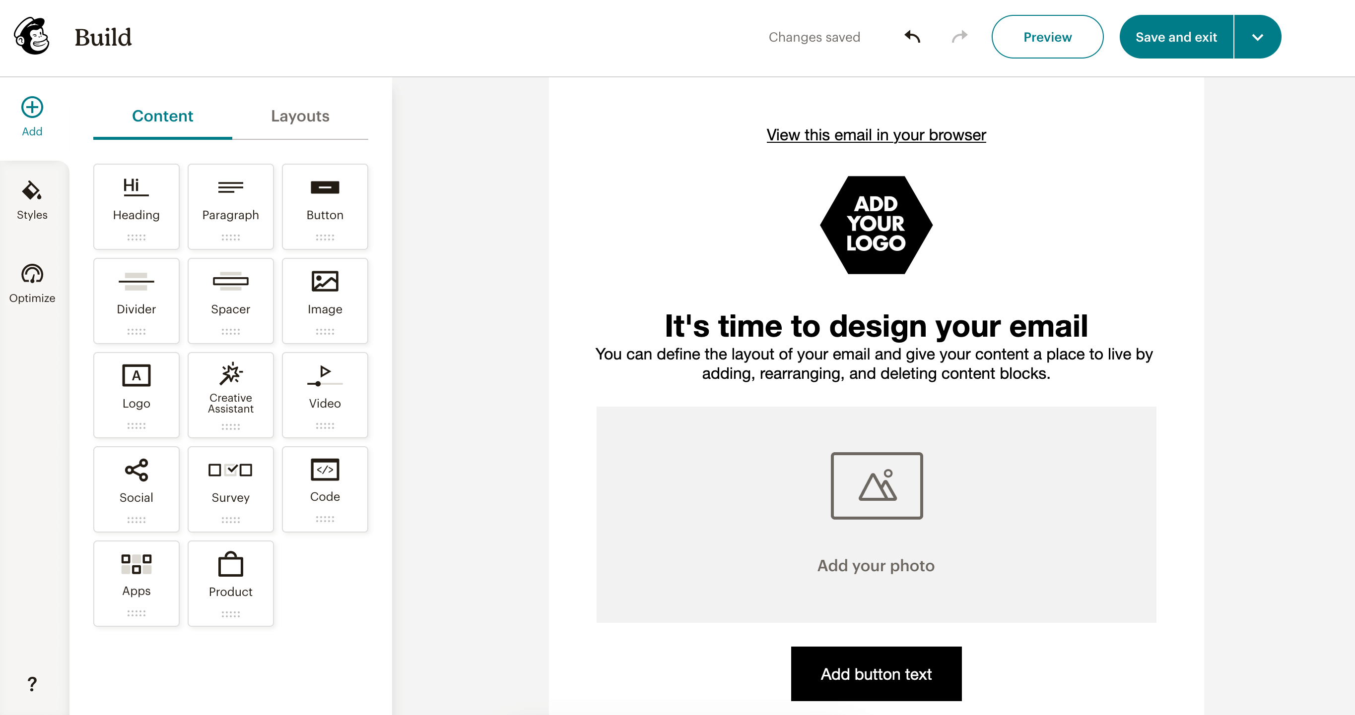 Mailchimp’s email template builder
