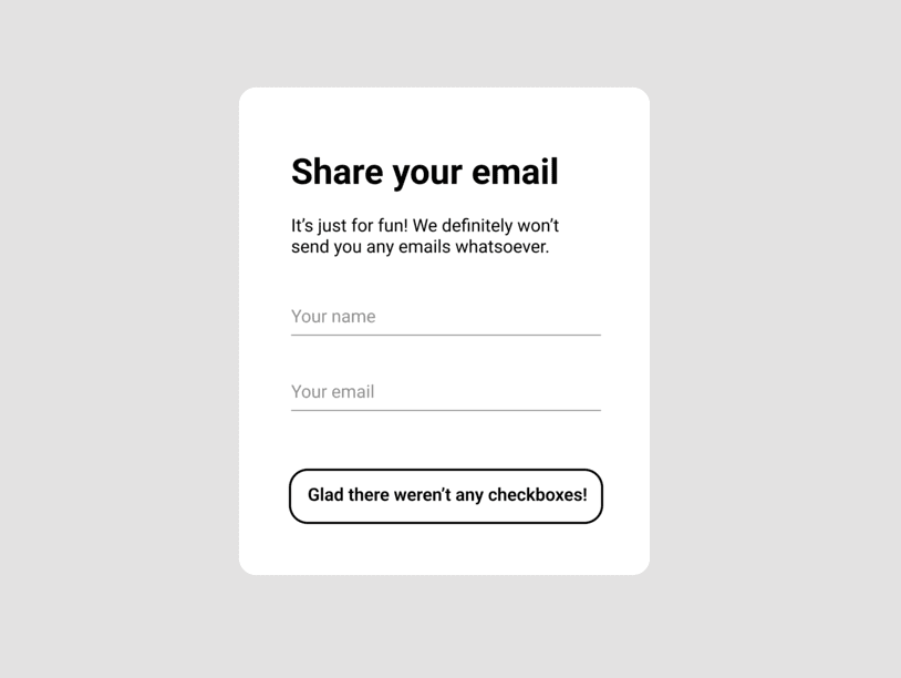 An example of a pop-up with no opt-in checkbox