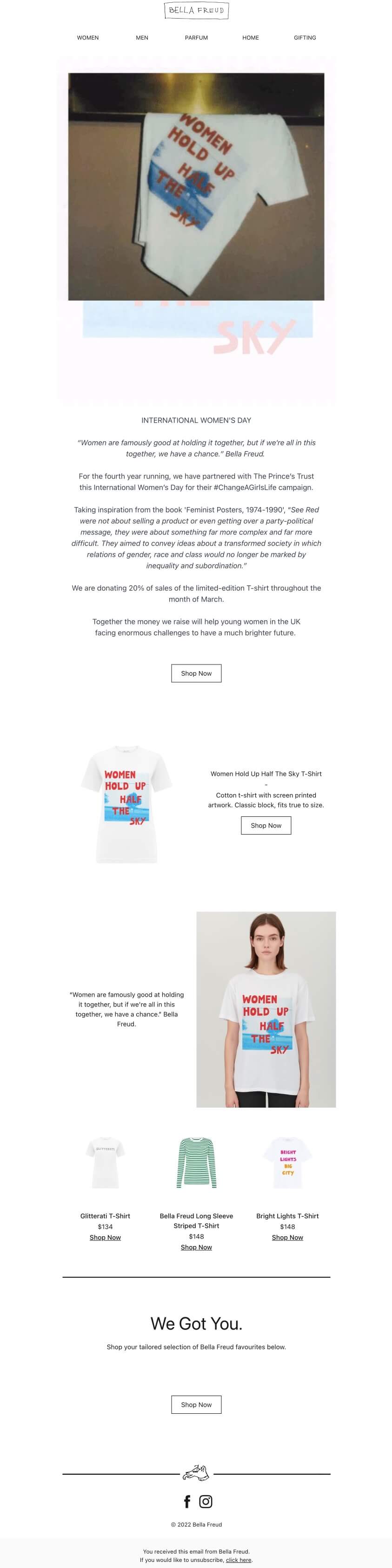 Bella Freud’s International Women’s Day email campaign