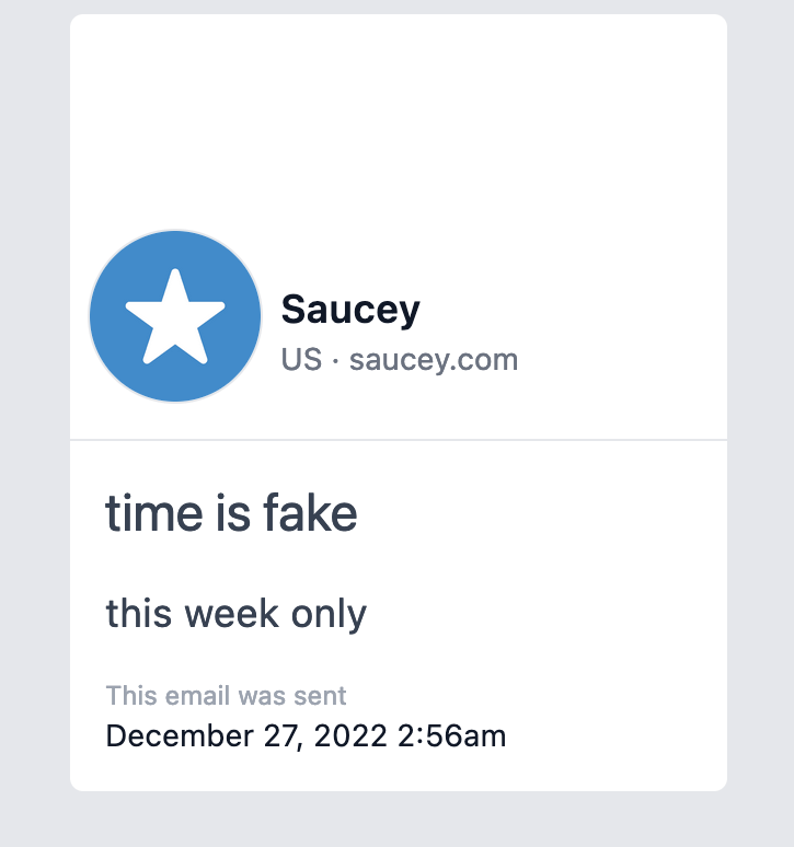 A subject line and a preheader of the email from Saucey
