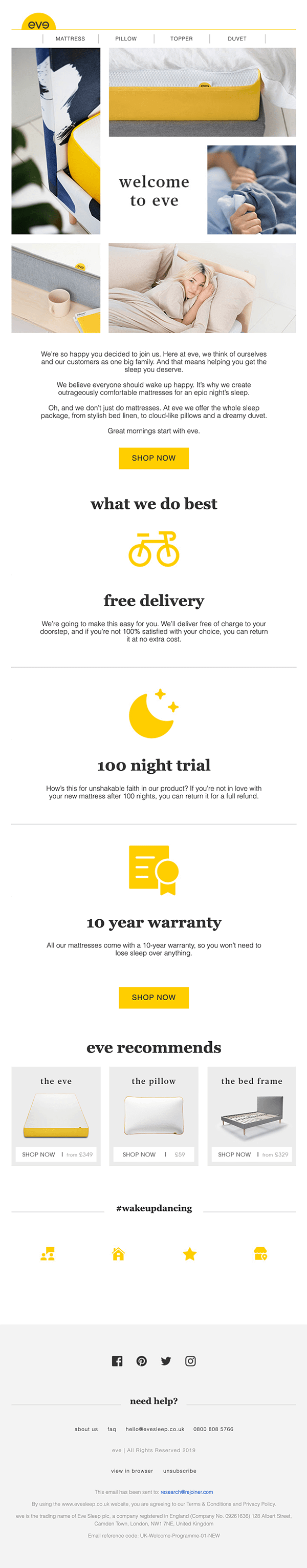 Email from Eve Sleep
