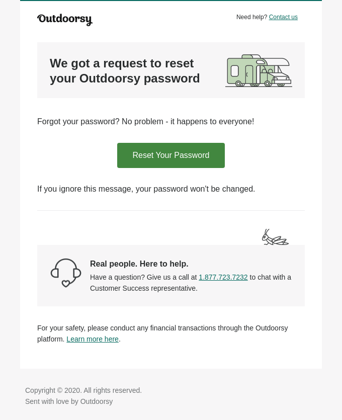 Password reset email example