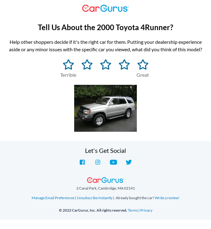 A car test-drive review email