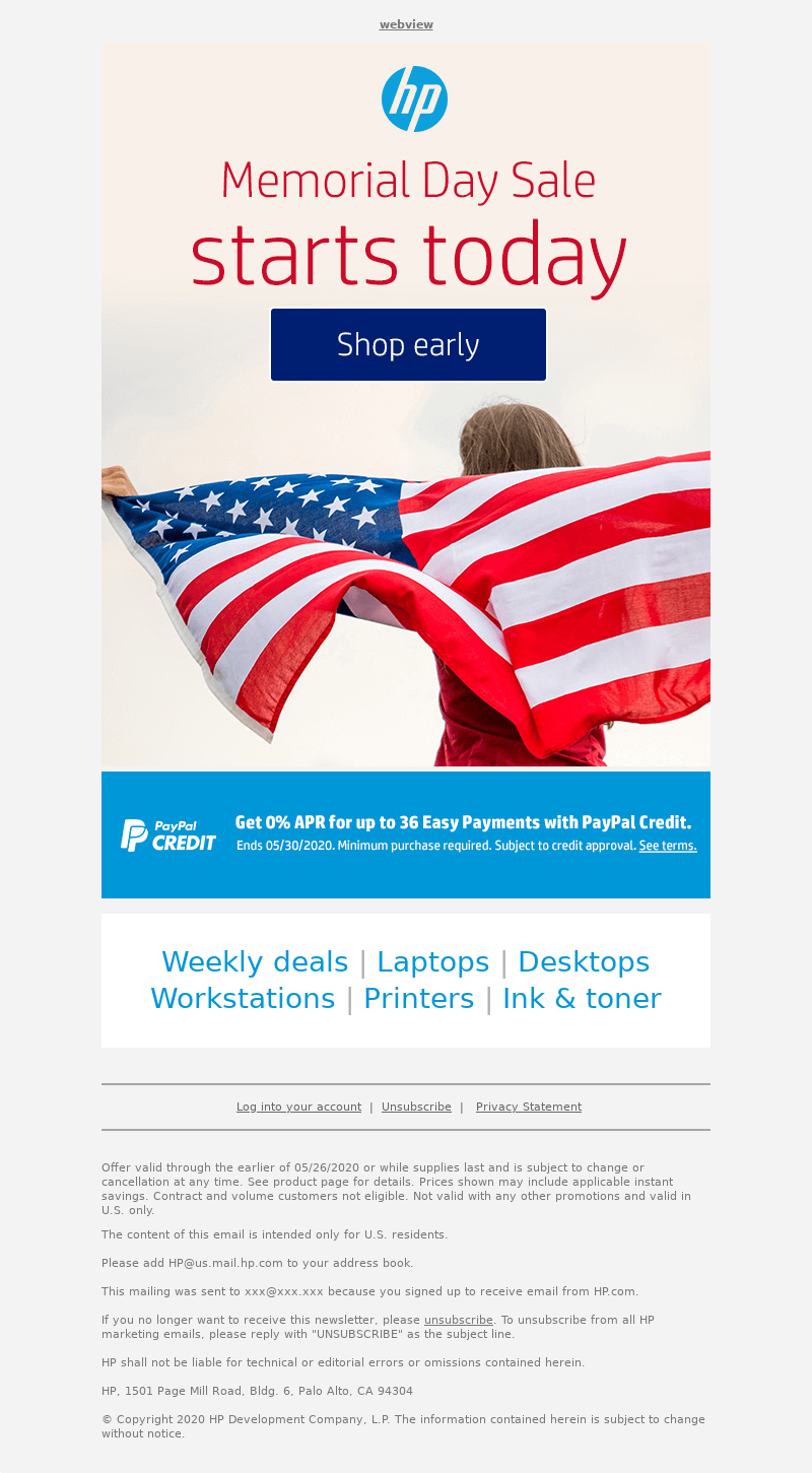 The American flag in the email