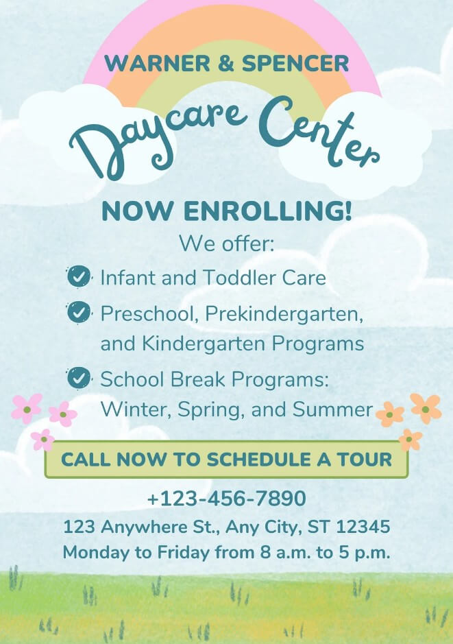 Daycare center enrolling email example