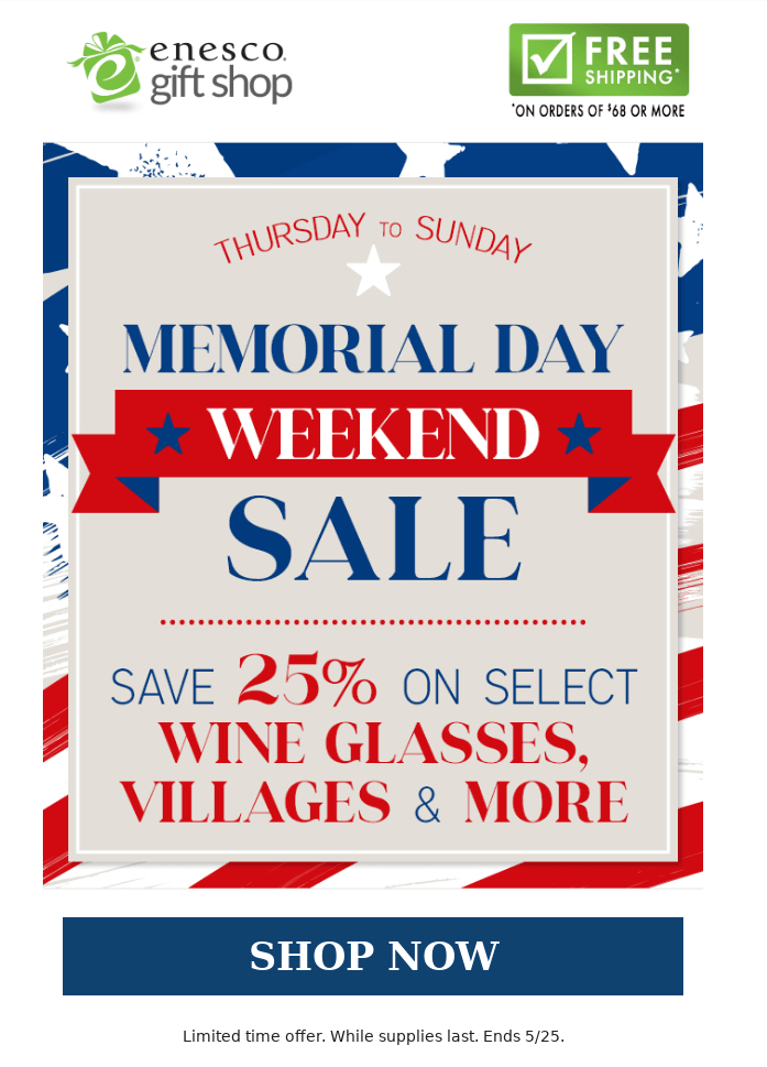 Memorial Day sale email example