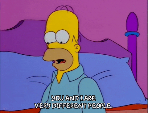 Homer from Simpsons says “You and I are very different people”