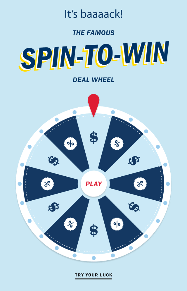 Interactive email from GAP with a spin the wheel mini game