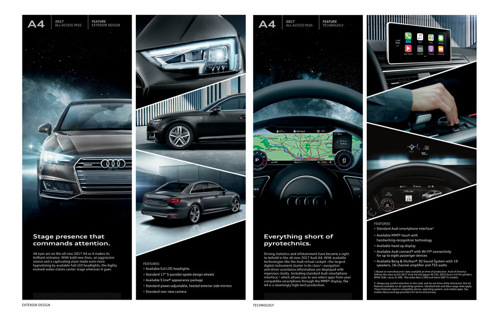 A brochure for an Audi A4 launch event