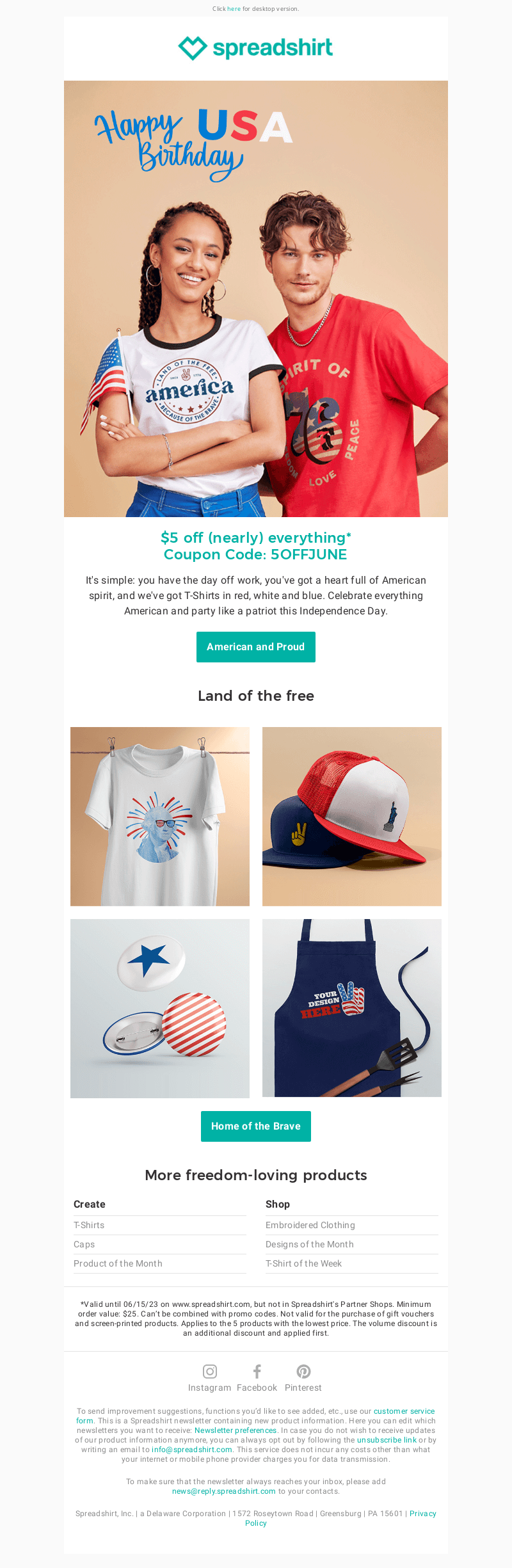 Independence Day email campaign