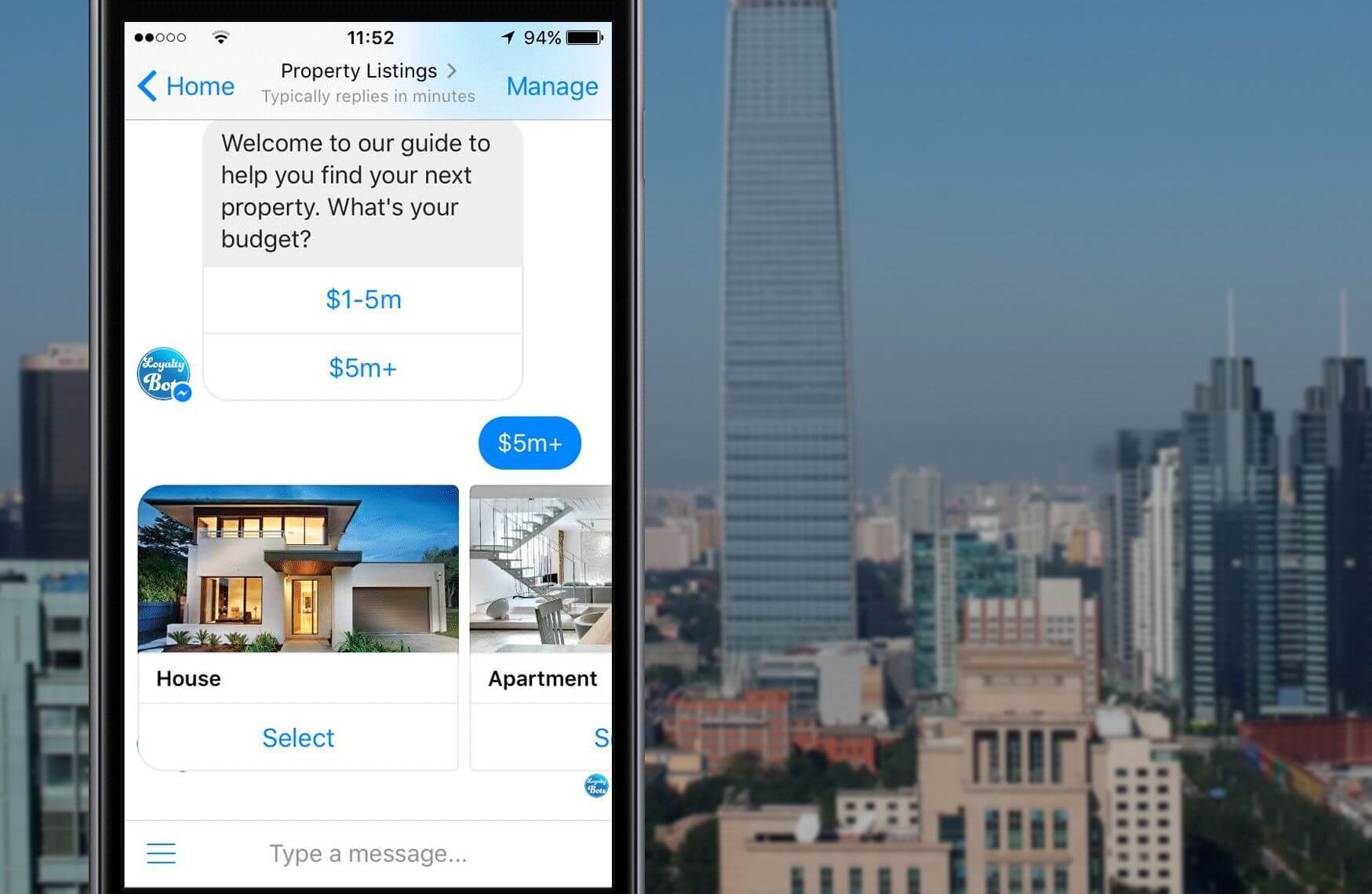 Chatbot in real estate example