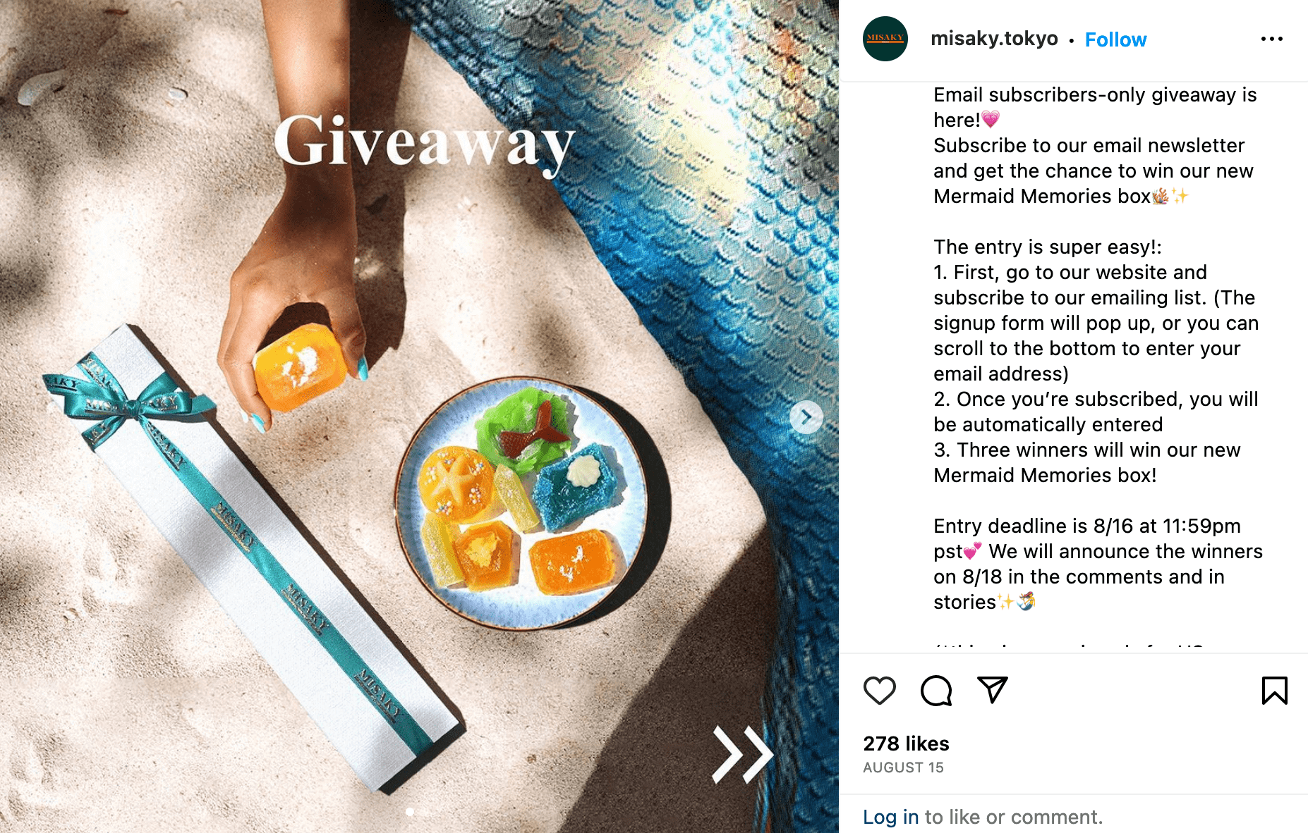 An Instagram giveaway exclusively for the brand’s email newsletter subscribers