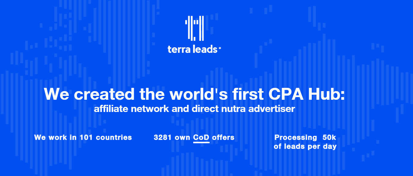 Terra Leads landing page claims that the company has over 3,000 offers and processes 50k leads per day in their data centers