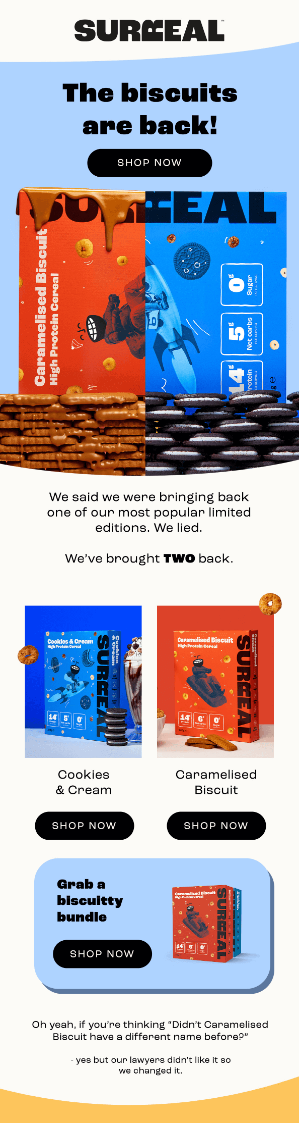 Surreal announces the return of two of their most popular limited editions of biscuits.