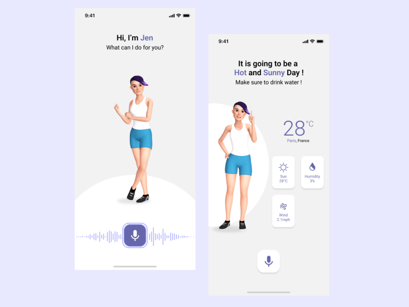 Voice assistant voice user interface mock-up