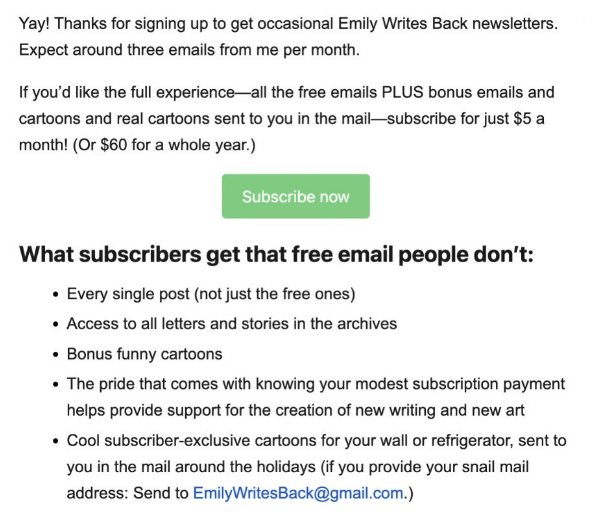 a Substack email newsletter example. The email has a super-minimalistic look with practically no design elements, which makes it seem very generic.