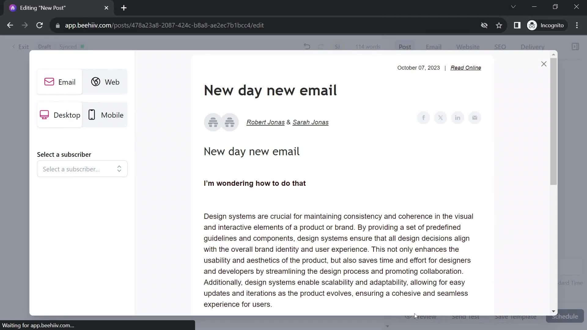 beehiiv email preview screenshot