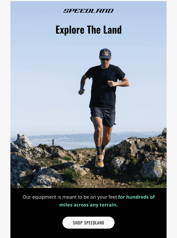 An email from Speedland demonstrating a use case of the brand’s product in the hero image (fragment)