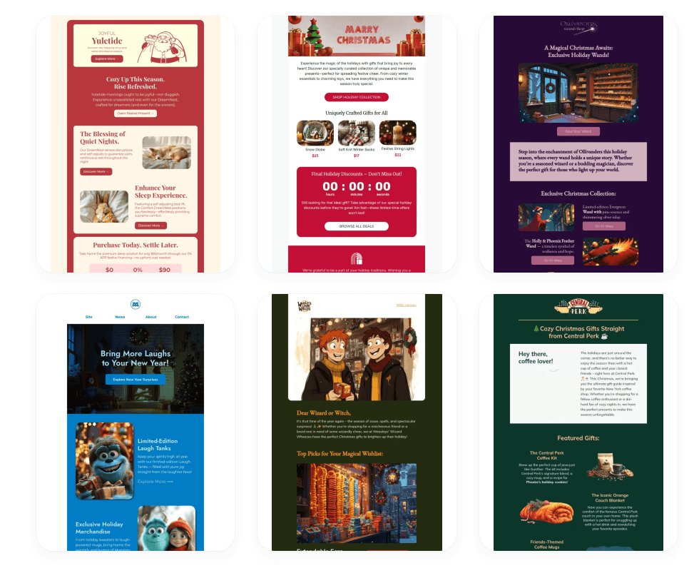 Selzy’s ready-made Christmas email templates
