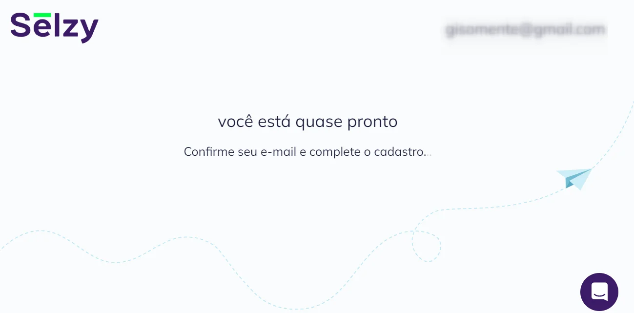 Tela de processamento do envio de um e-mail de confirmação.