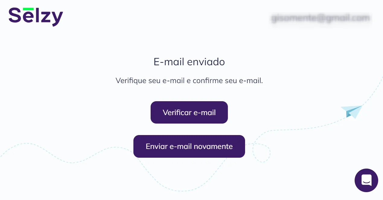 Aviso de que o e-mail de confirmação foi enviado.