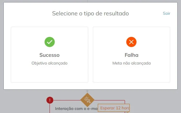 As opções de Sucesso e Falha para o nó de Resultado.