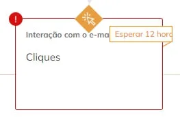 Exclamação vermelha, indicando que há um erro nesta etapa.