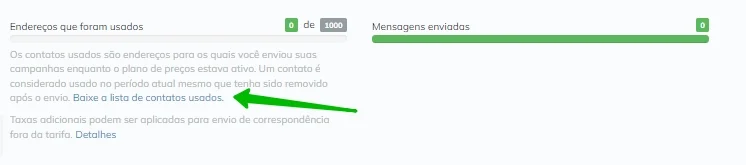 A opção de baixar a lista de contatos no plano Padrão.