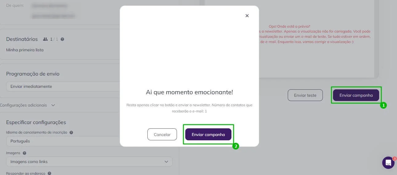 Enviando a campanha.
