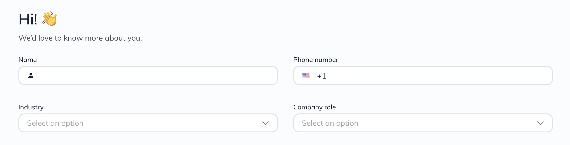 Type in your name, your phone number, and some info about your company.
