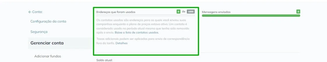 O limite de contatos para o plano Lite