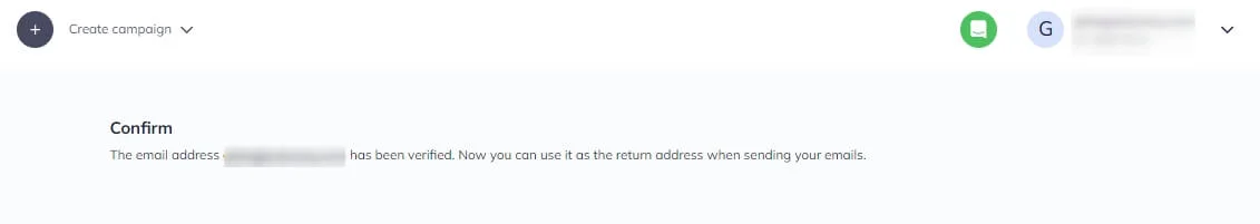 Mensagem de confirmação avisando que o processo teve sucesso.