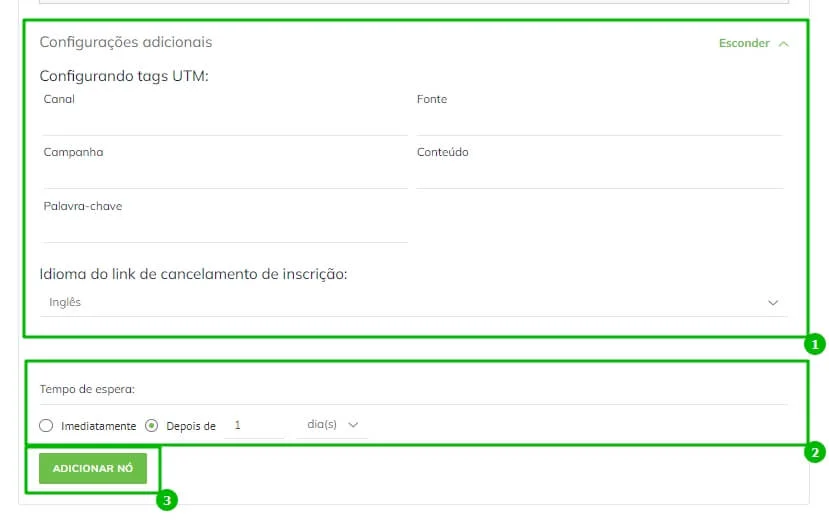 Configurações adicionais, na parte inferior do mesmo formulário.