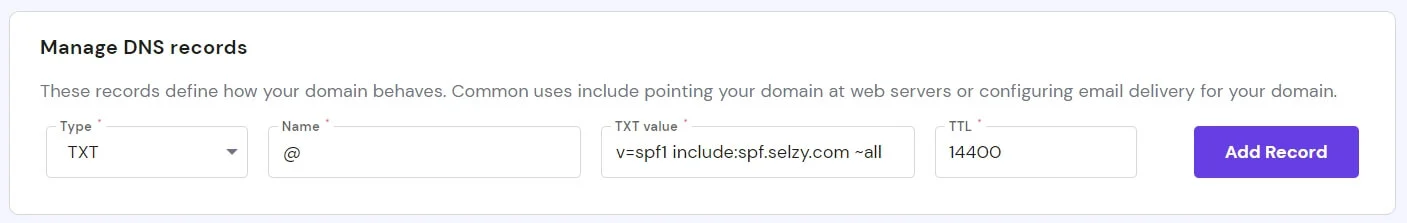 Adding the SPF record to the DNS.