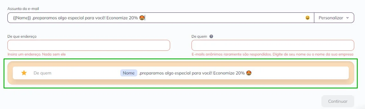 Prévia do formulário preenchido. 