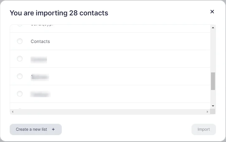 import of contacts.
