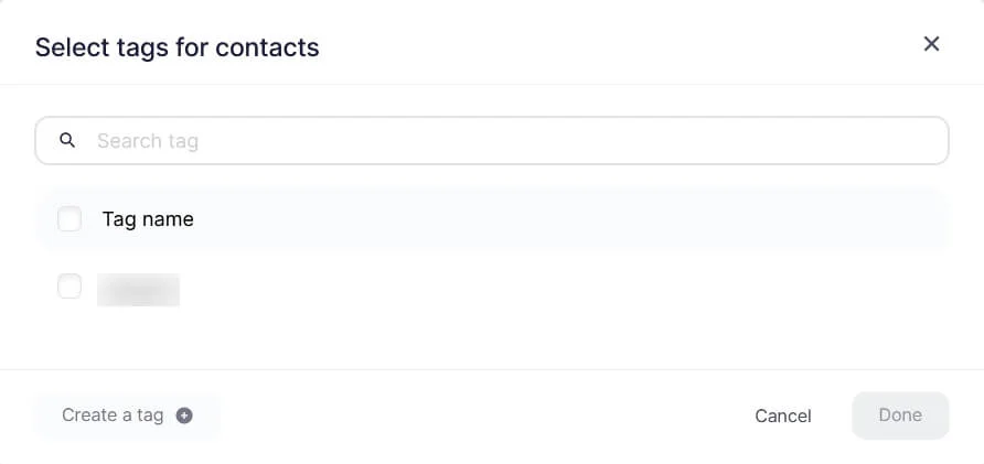 Selecting or creating a tag.