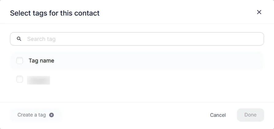 Selecting or creating a tag.